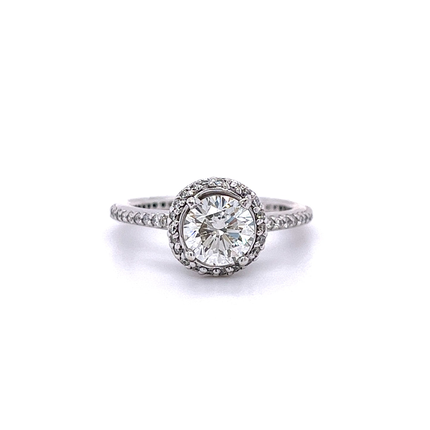 14 KT WHITE GOLD - ROUND DIAMOND ENGAGEMENT RING - 2.55 CT
