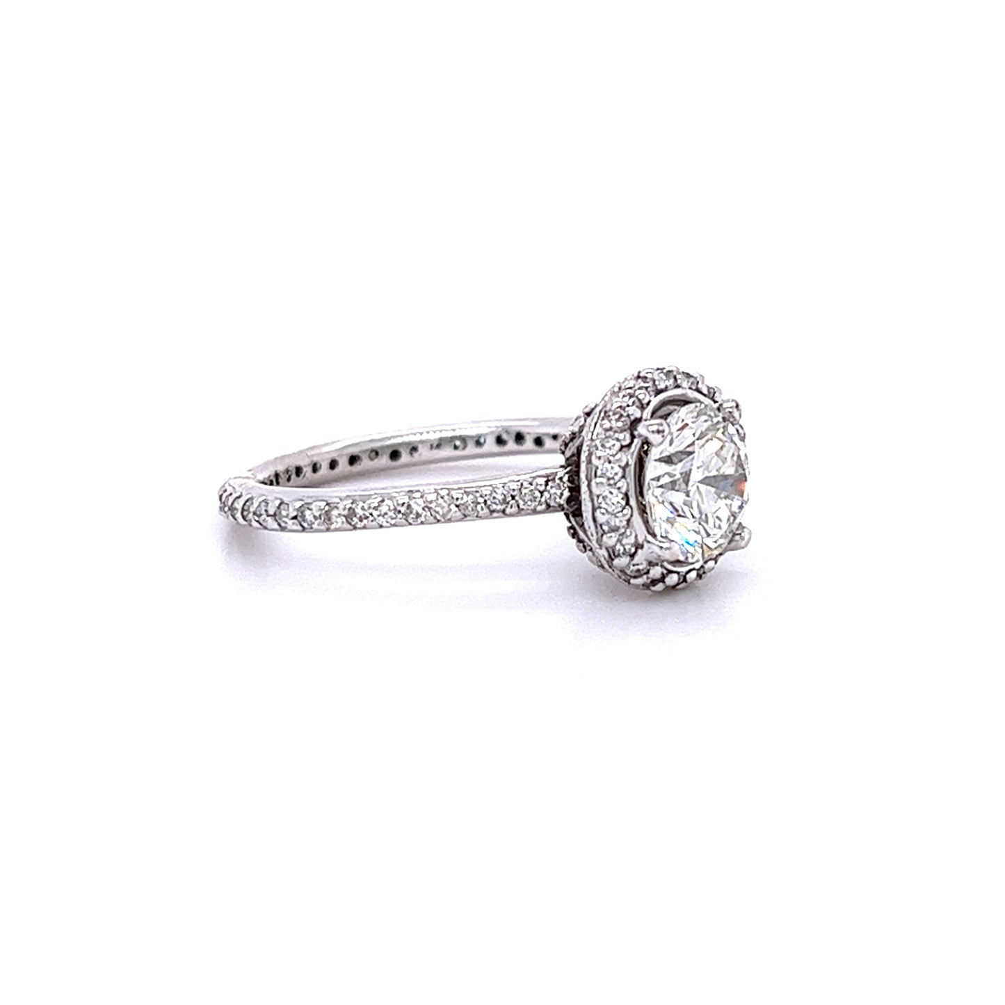 14 KT WHITE GOLD - ROUND DIAMOND ENGAGEMENT RING - 2.55 CT