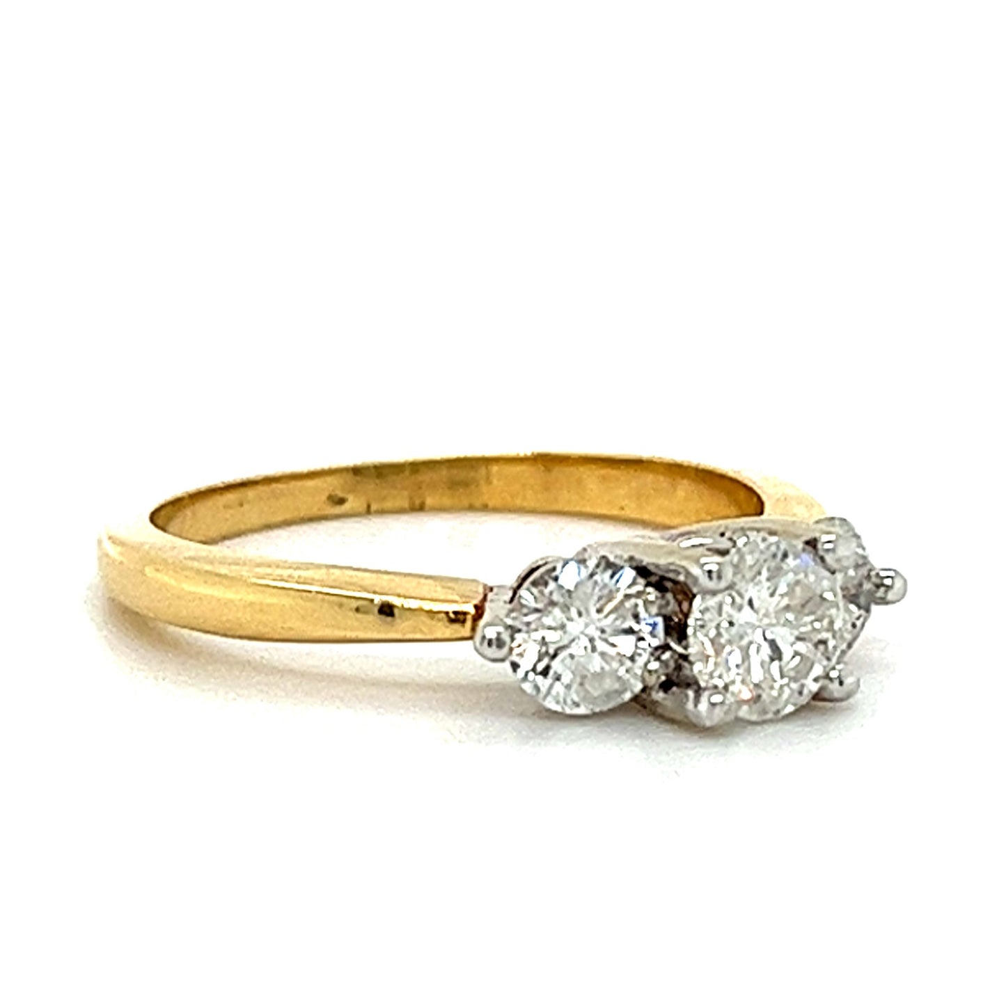 14KT YELLOW GOLD 3 ROUND DIAMONDS LADIES RING