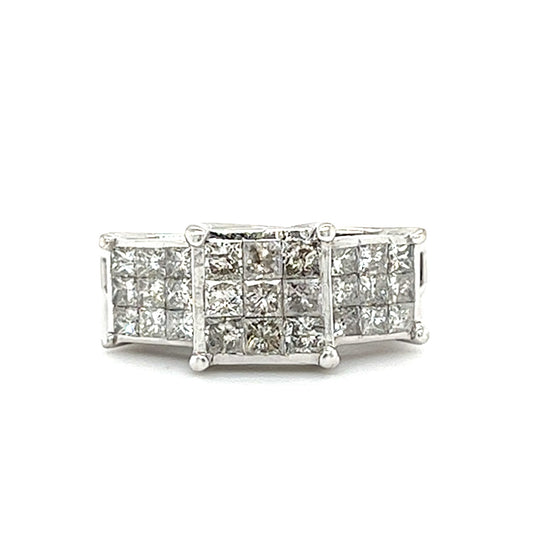 14KT WHITE GOLD FANCY LADIES DIAMOND ENGAGEMENT RING