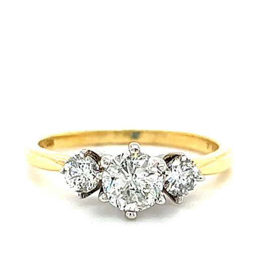 14KT YELLOW GOLD 3 DIAMONDS LADIES RING