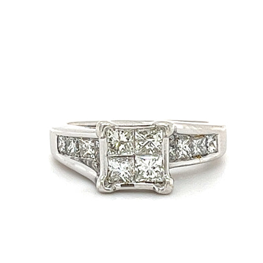 14KT WHITE GOLD FANCY LADIES DIAMOND ENGAGEMENTRING