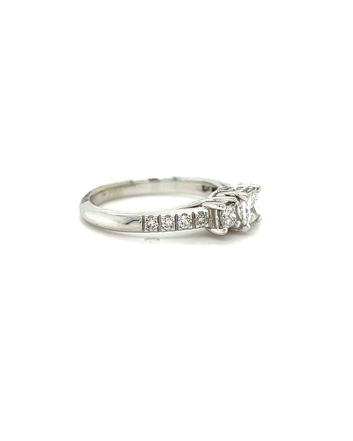 14KT WHITE GOLD FANCY DIAMOND ENGAGEMENT RING