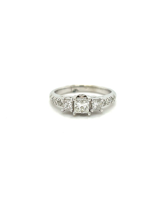 14KT WHITE GOLD FANCY DIAMOND ENGAGEMENT RING