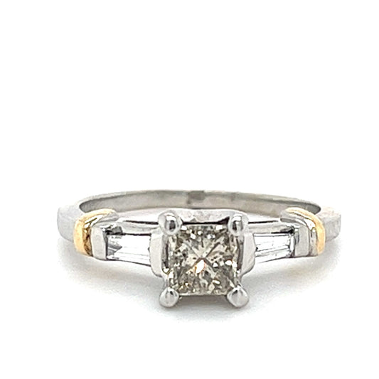 14KT WHITE GOLD FANCY DIAMOND ENGAGEMENT RING