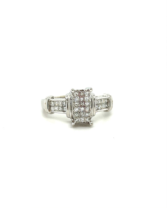 14KT WHITE GOLD FANCY DIAMOND ENGAGEMENT RING