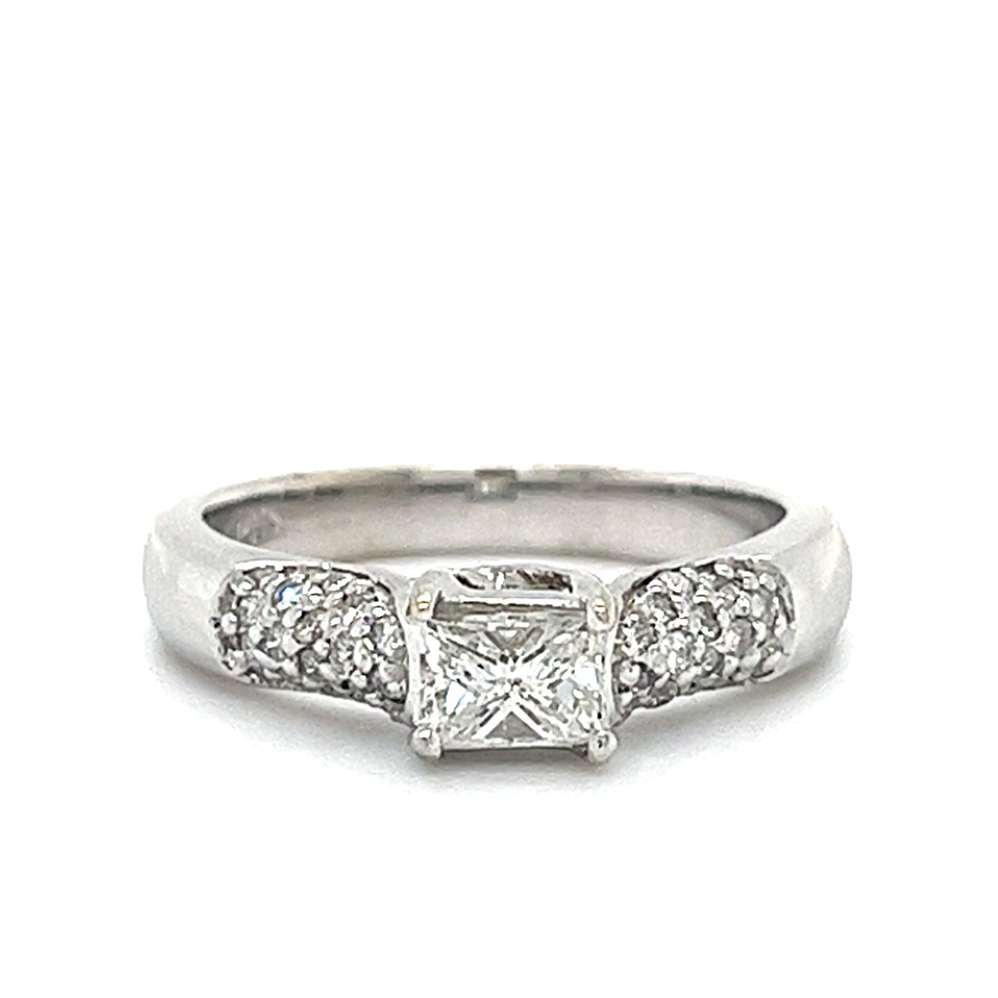 14KT WHITE GOLD FANCY DIAMOND ENGAGEMENT RING