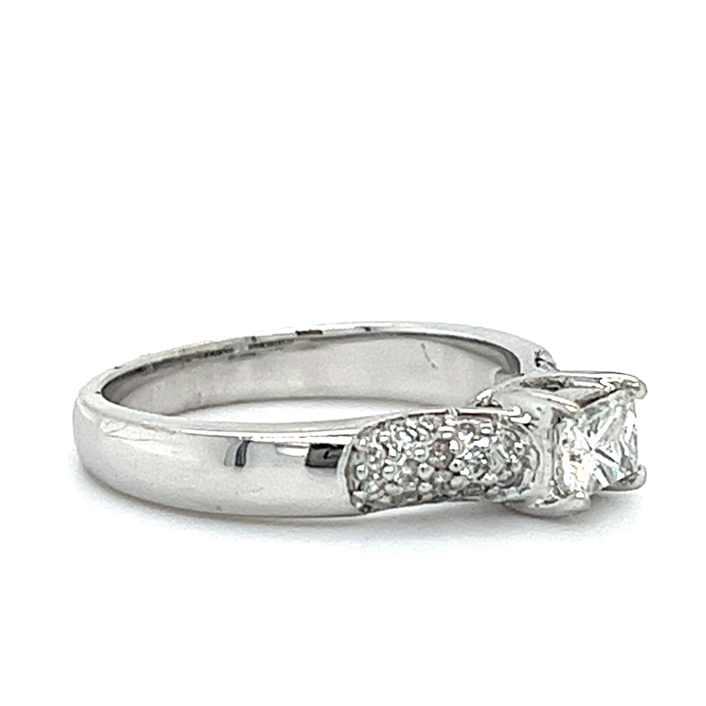 14KT WHITE GOLD FANCY DIAMOND ENGAGEMENT RING