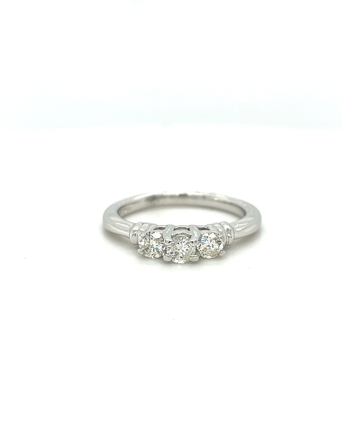 PLATINUM DAINTY 3 ROUND DIAMOND ENGAGEMENT RING
