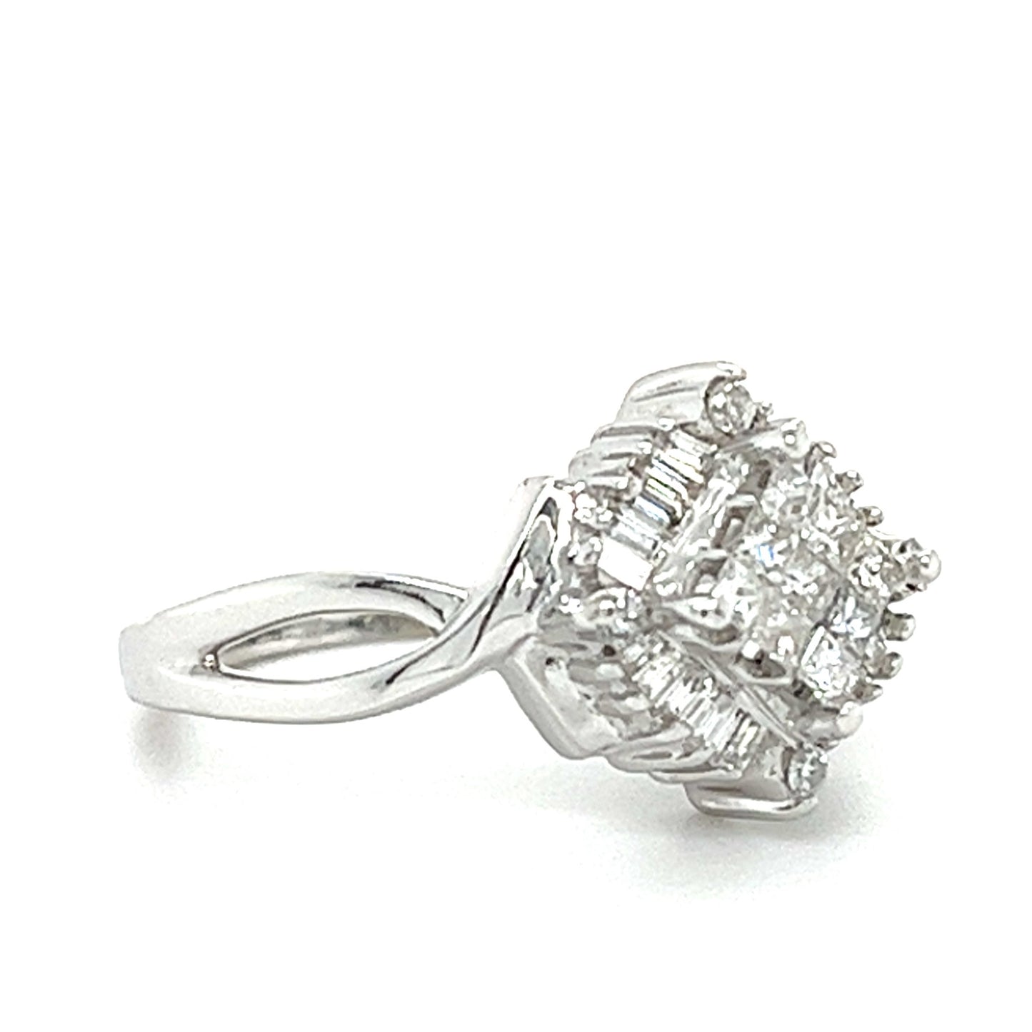 14KT WHITE GOLD FANCY ENGAGEMENT RING