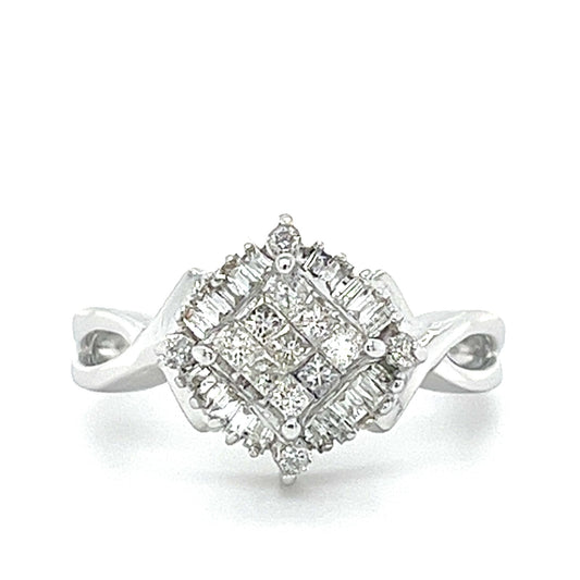 14KT WHITE GOLD FANCY ENGAGEMENT RING