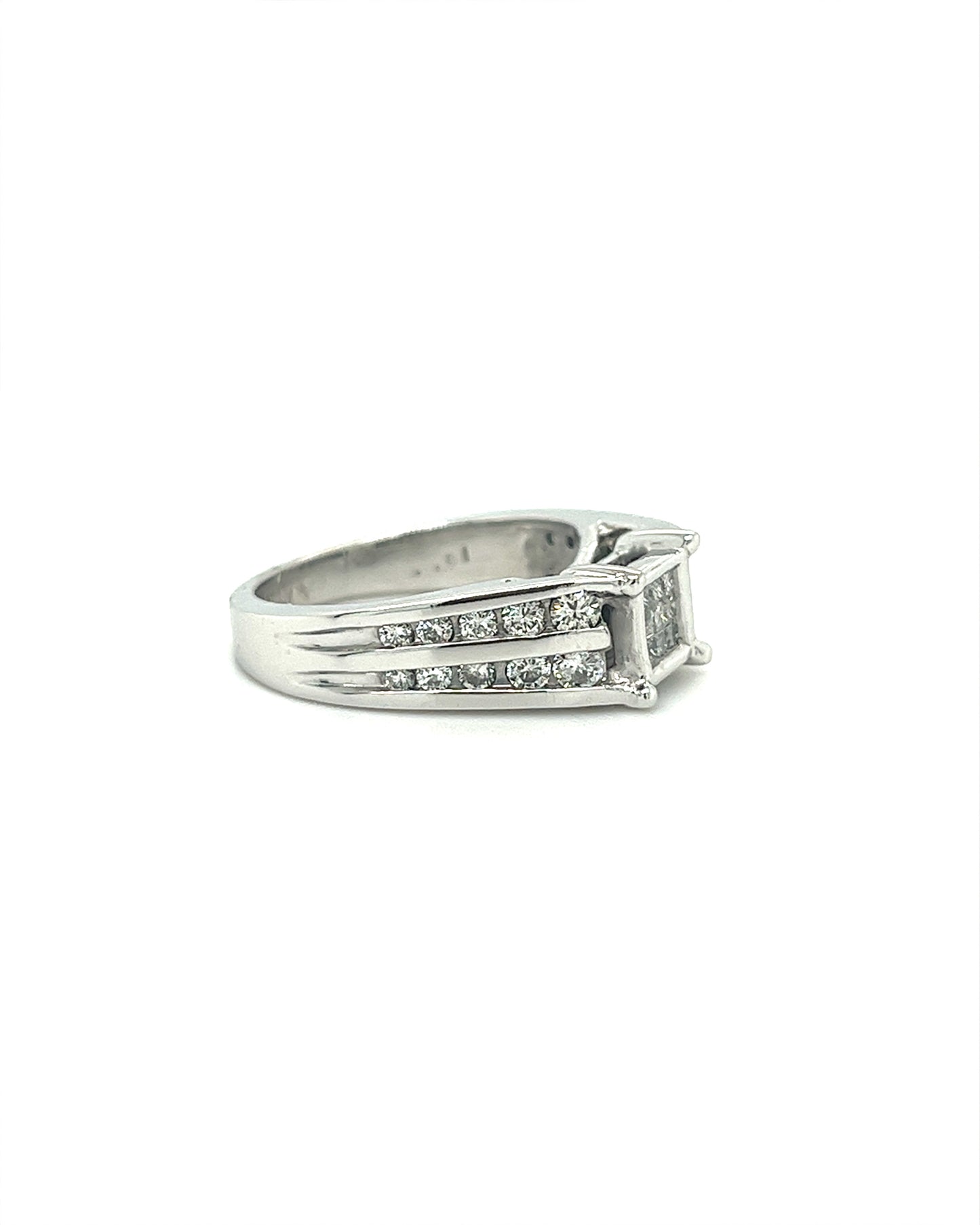 14KT WHITE GOLD FANCY DIAMOND ENGAGEMENT RING