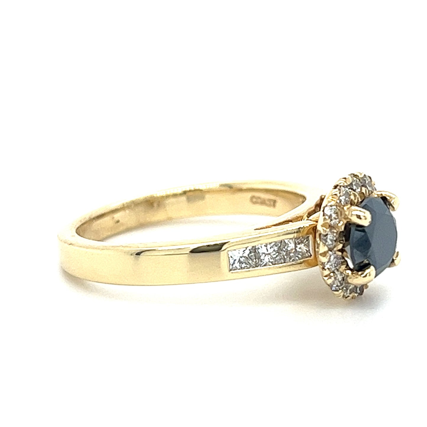 14KT YELLOW GOLD BLACK DIAMOND ENGAGEMENT RING