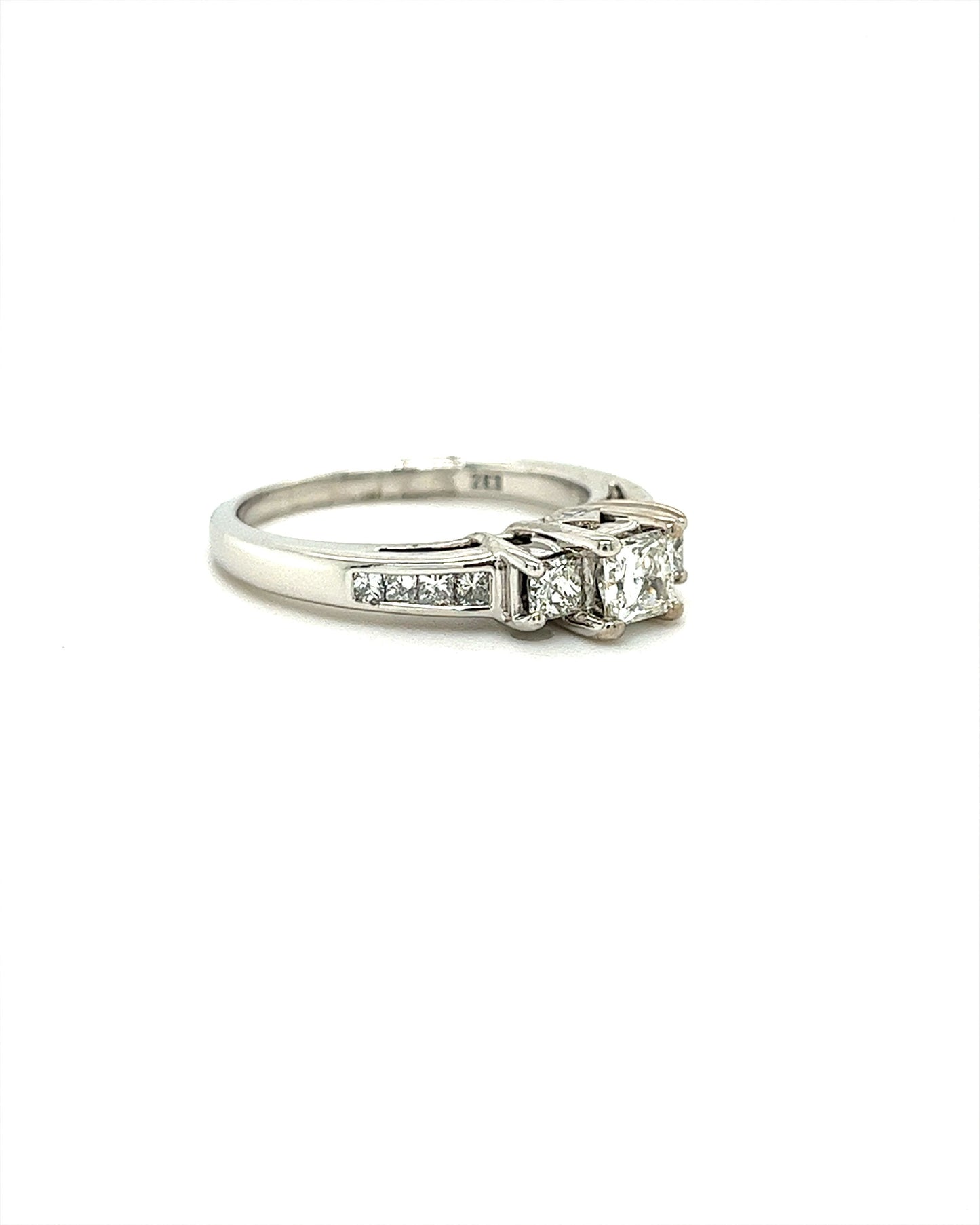 14KT WHITE GOLD 3 DIAMOND ENGAGEMENT RING