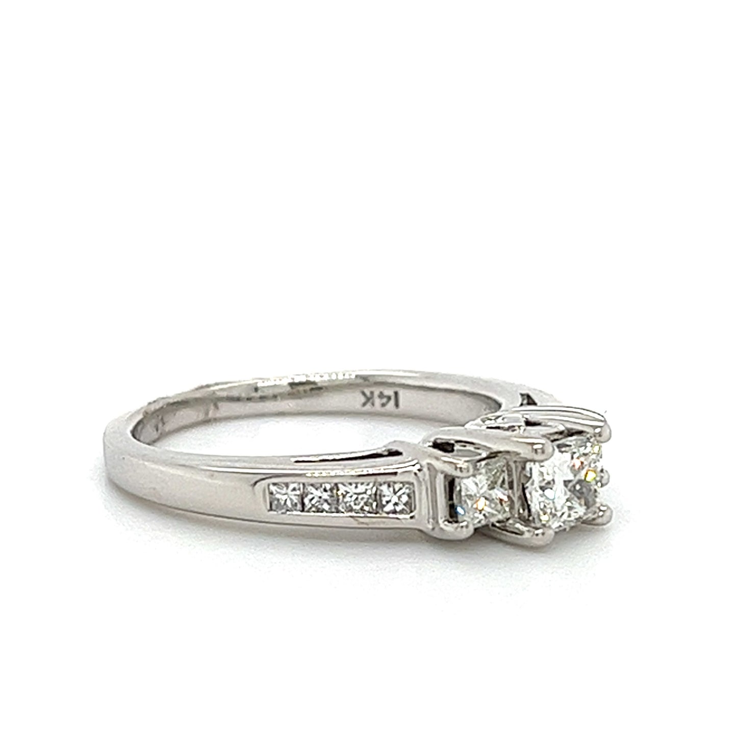 14KT WHITE GOLD 3 DIAMOND ENGAGEMENT RING