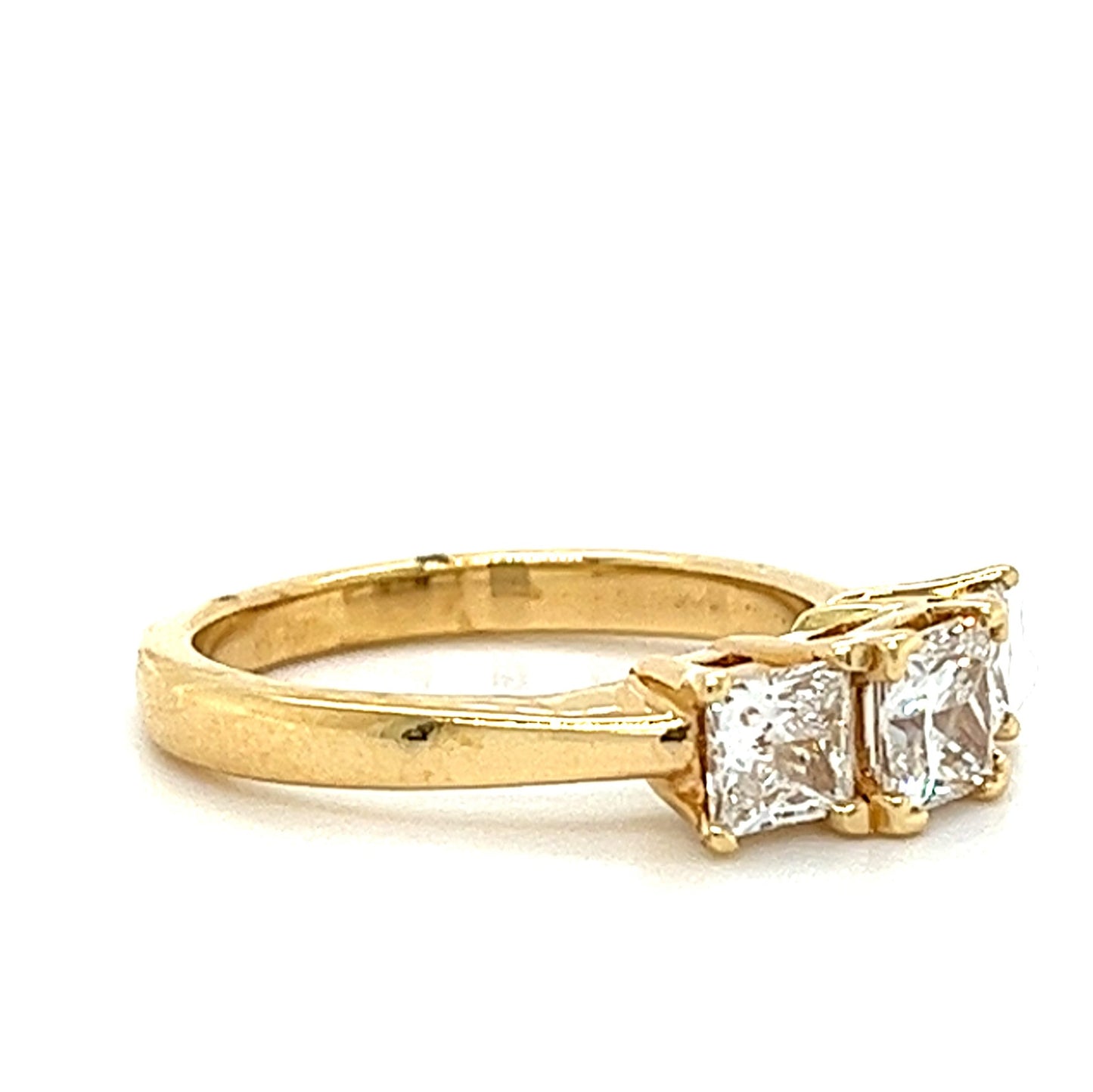 18KT YELLOW GOLD FANCY 3 DIAMOND ENGAGEMENT RING