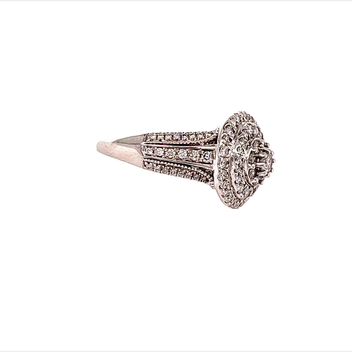 10KT WHITE GOLD ANTIQUE DIAMOND ENGAGEMENT RING
