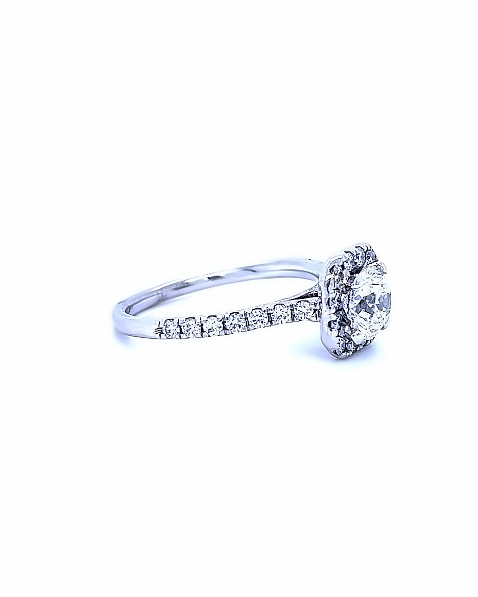14KT WHITE GOLD FANCY DIAMOND ENGAGEMENT RING