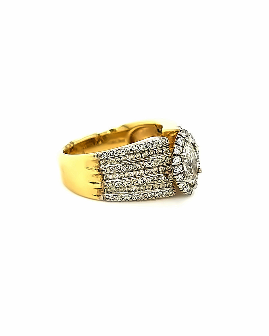 14KT YELLOW GOLD DIAMOND LADIES RING