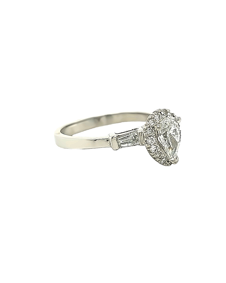 10KT WHITE GOLD PEAR DIAMOND ENGAGEMENT RING