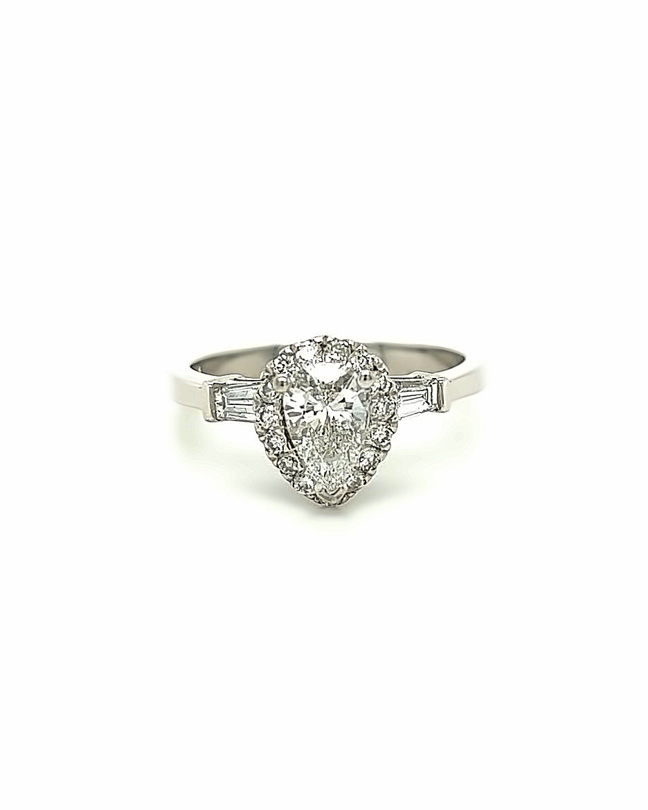 10KT WHITE GOLD PEAR DIAMOND ENGAGEMENT RING