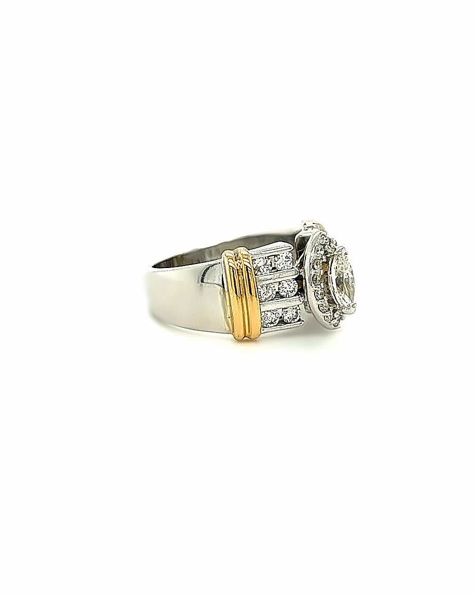 14KT TWO TONE GOLD FANCY DIAMOND ENGAGEMENT RING