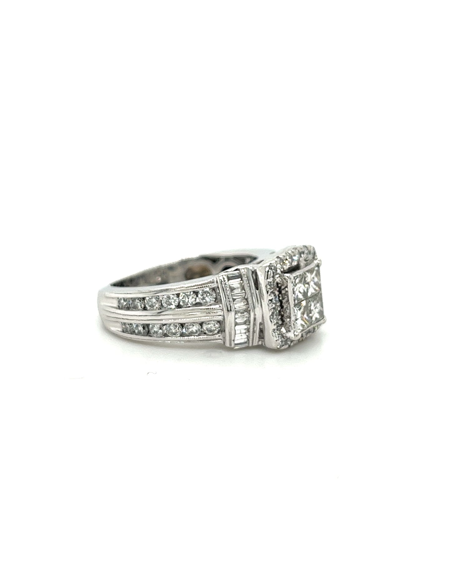 14KT WHITE GOLD FANCY DIAMOND ENGAGEMENT RING
