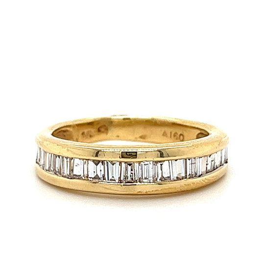 14KT YELLOW GOLD FANCY BAGUETTE WEDDING BAND