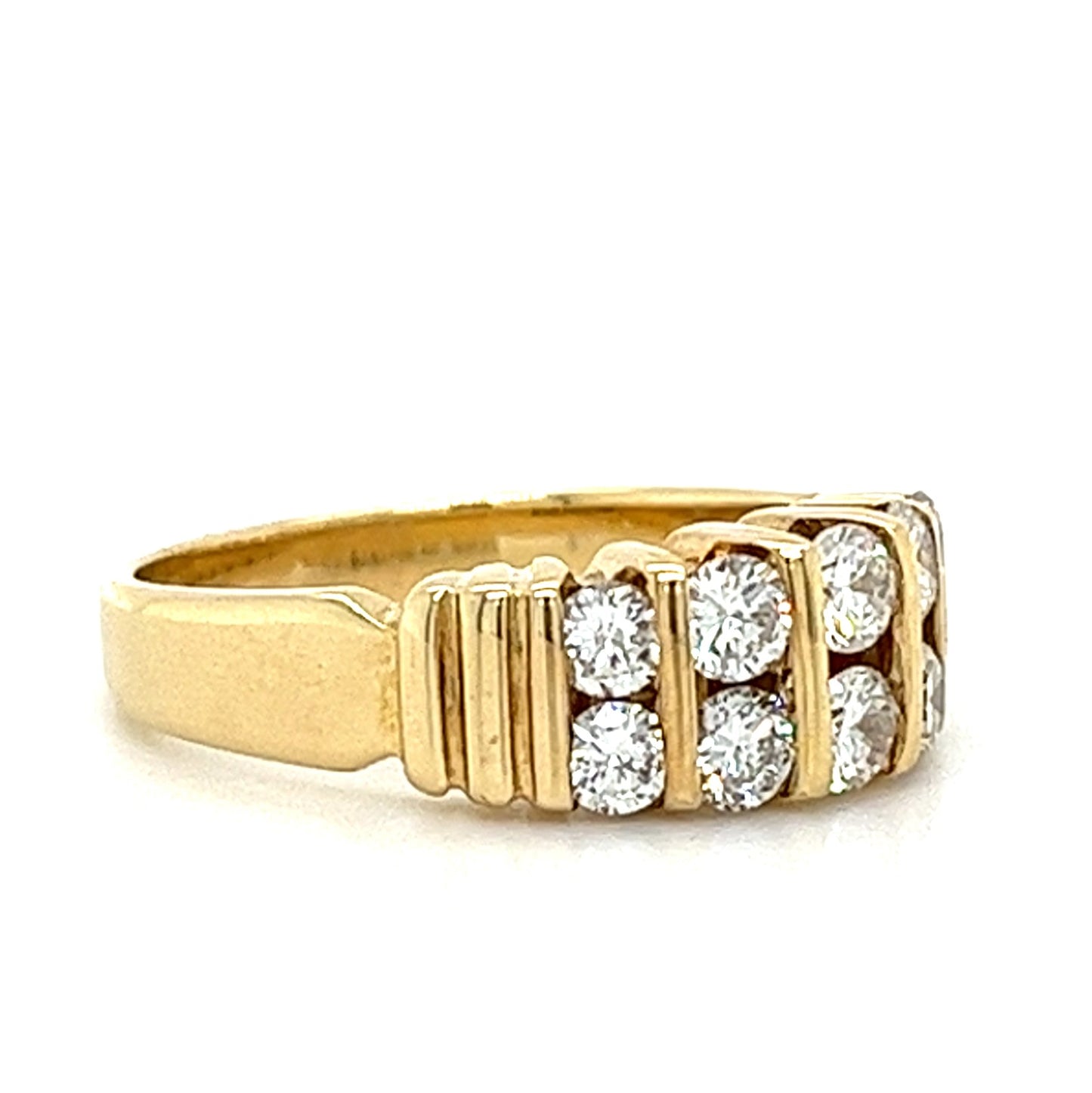 14KT YELLOW GOLD 2 ROWS DIAMOND WEDDING BAND