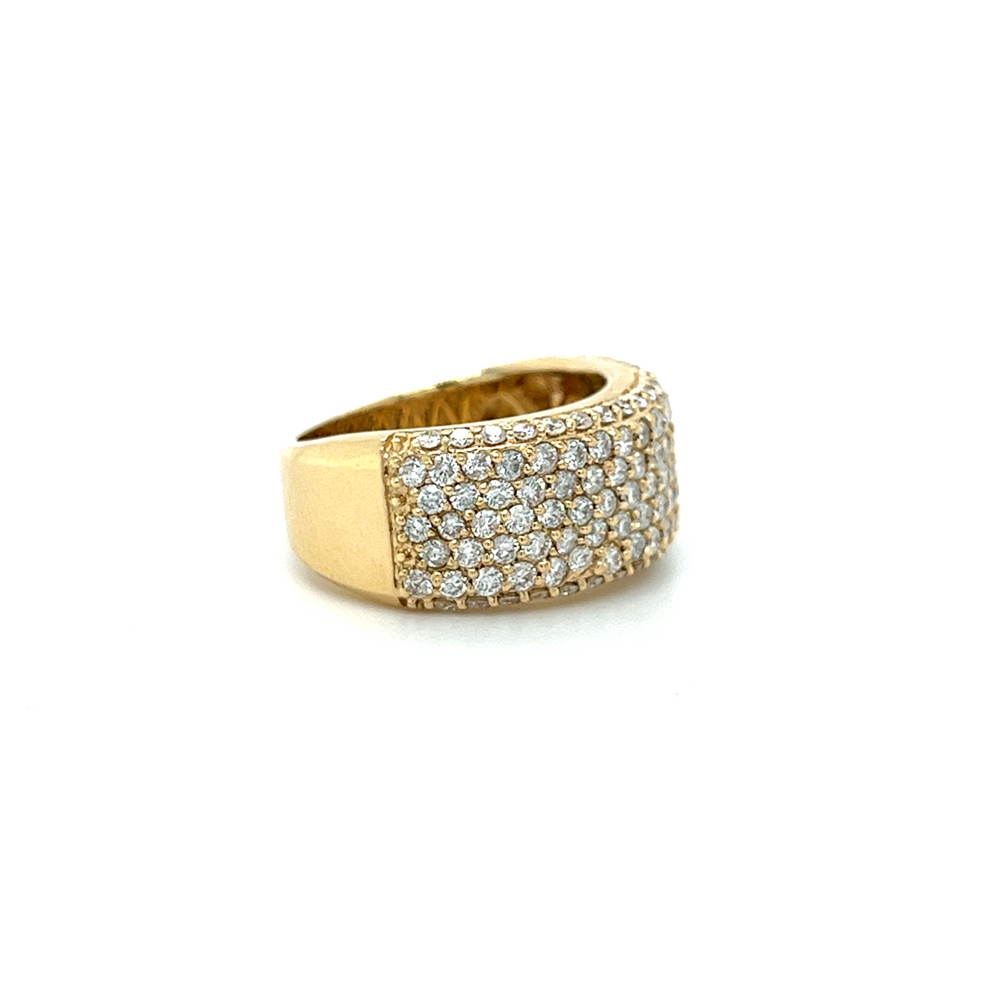 14KT YELLOW GOLD FANCY PAVE DIAMONDS WEDDING BAND