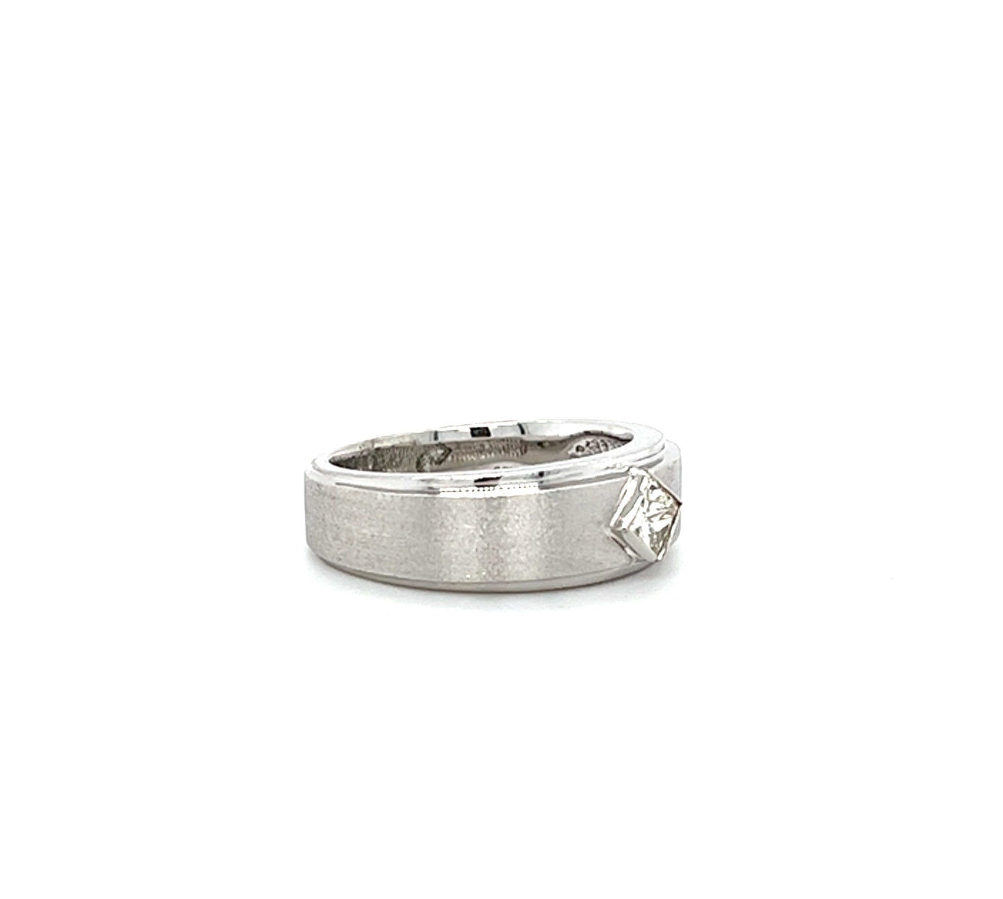 14KT WHITE GOLD FANCY MENS DIAMOND WEDDING BAND