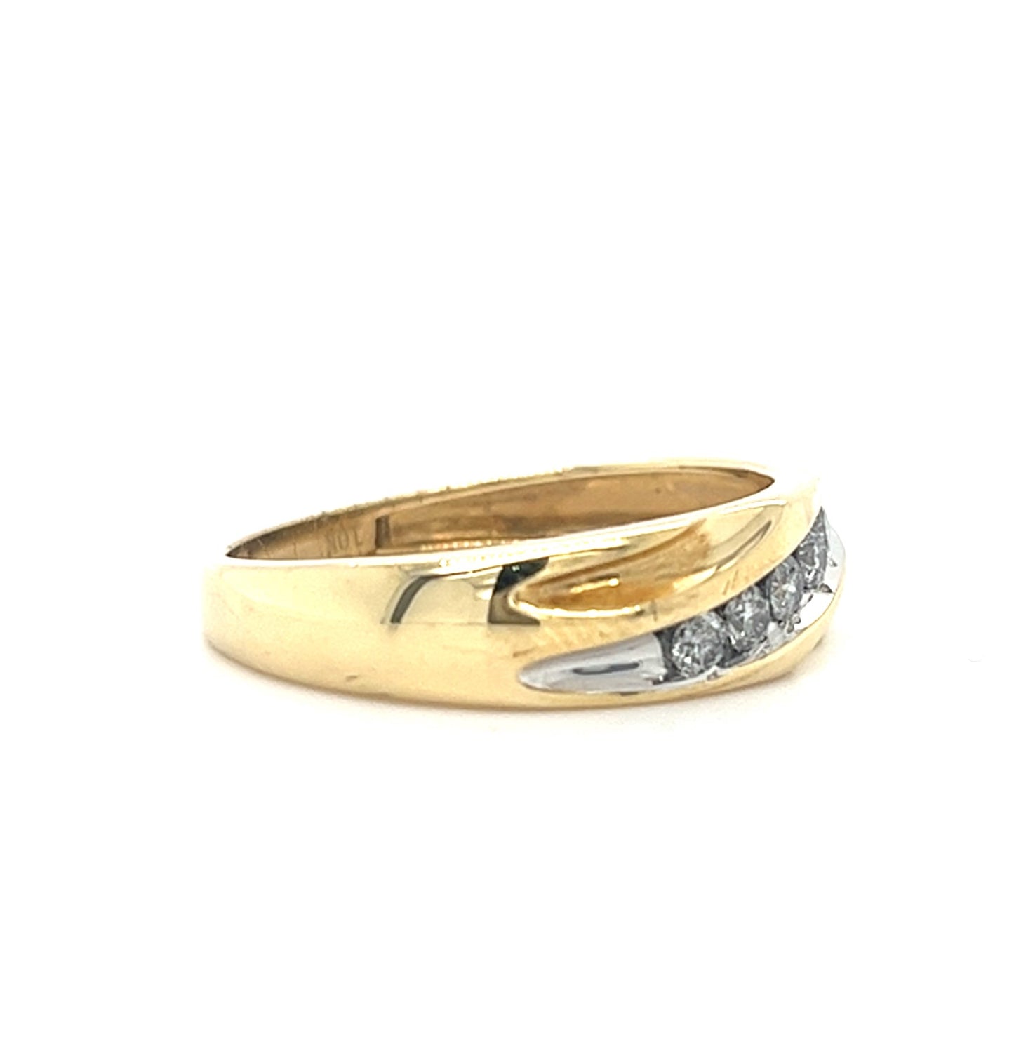 10KT YELLOW GOLD FANCY MENS DIAMOND WEDDING BAND