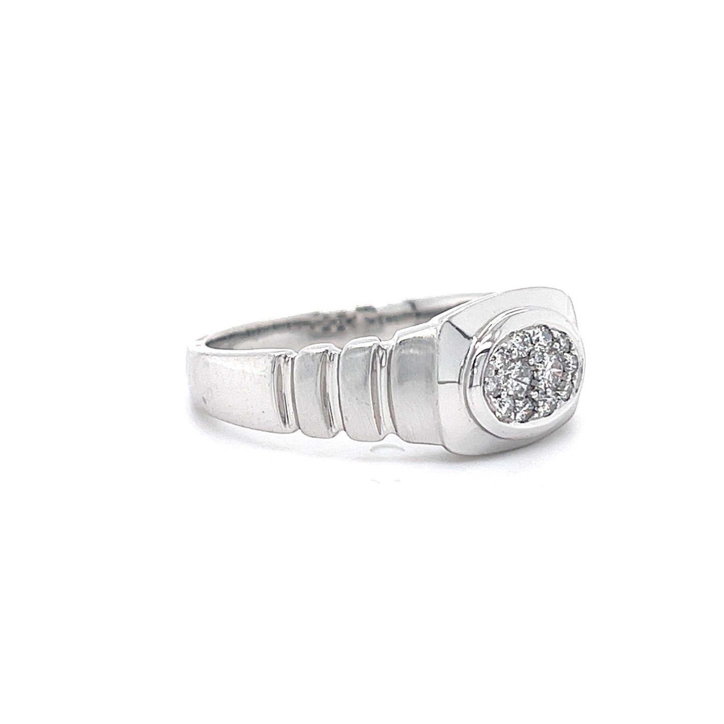 10KT WHITE GOLD FANCY MENS DIAMOND WEDDING BAND