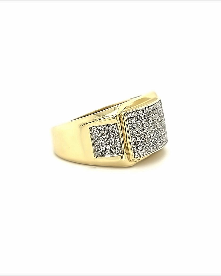 10KT YELLOW GOLD FANCY MENS DIAMOND WEDDING BAND