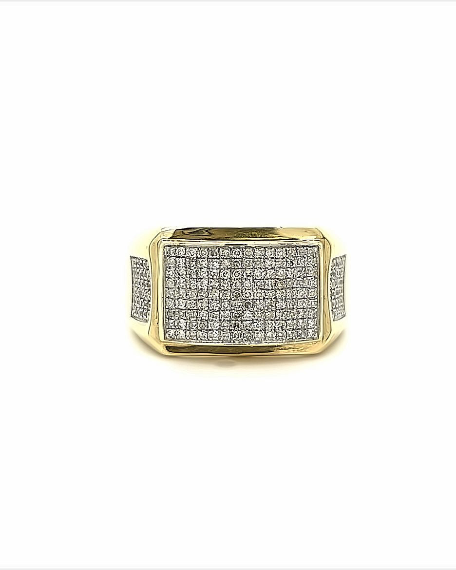10KT YELLOW GOLD FANCY MENS DIAMOND WEDDING BAND