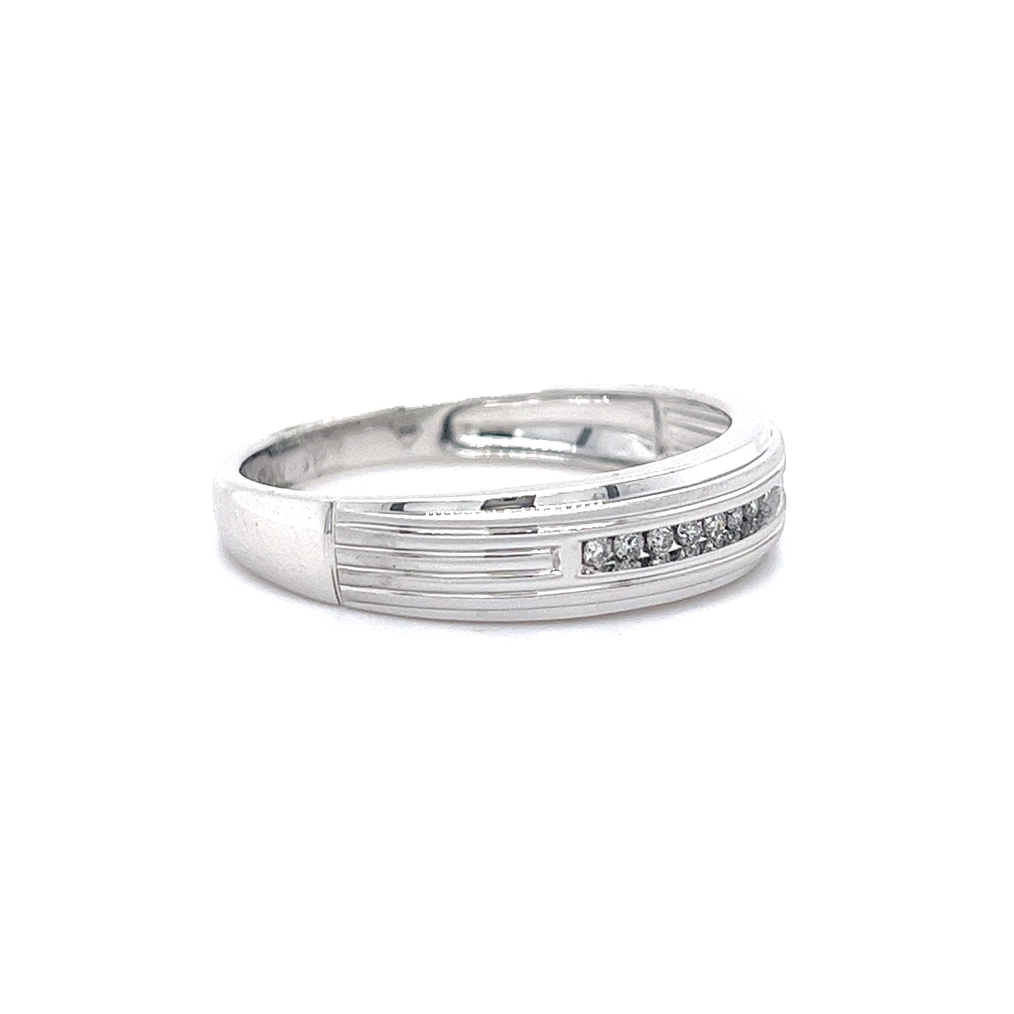 10KT WHITE GOLD FANCY MENS DIAMOND WEDDING BAND
