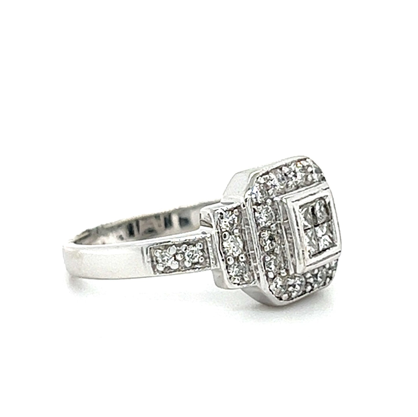 14KT WHITE GOLD FANCY DIAMOND ENGAGEMENT RING