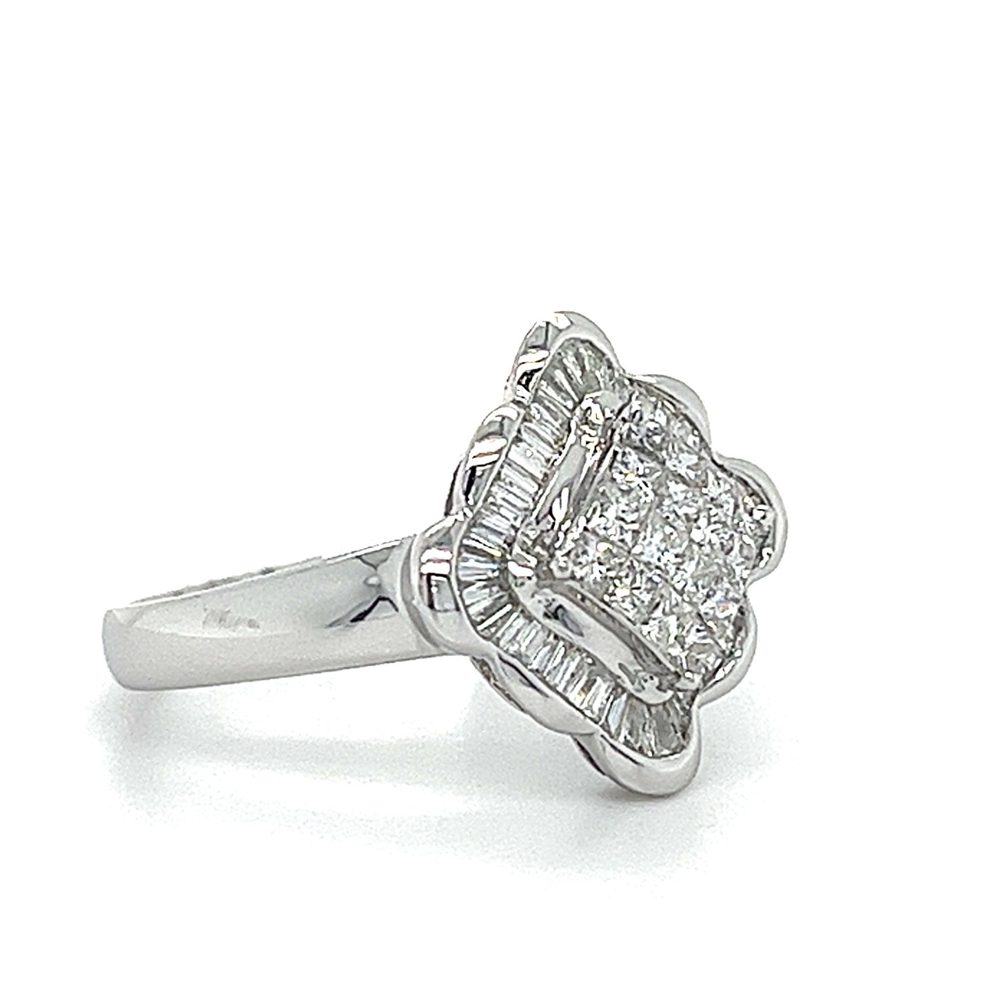 14KT WHITE GOLD ANTIQUE DIAMOND RING