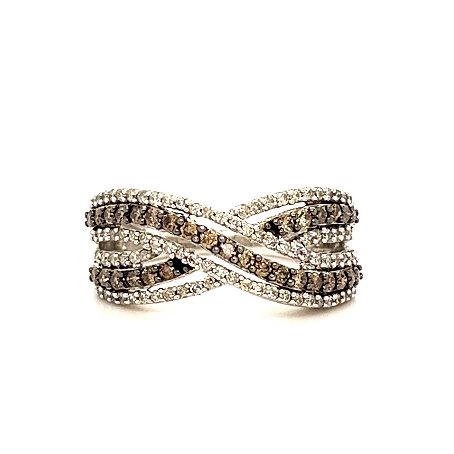 10KT WHITE GOLD FANCY DIAMOND CRISSCROSS BAND