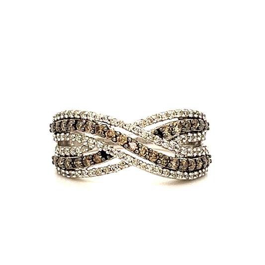 10KT WHITE GOLD FANCY DIAMOND CRISSCROSS BAND
