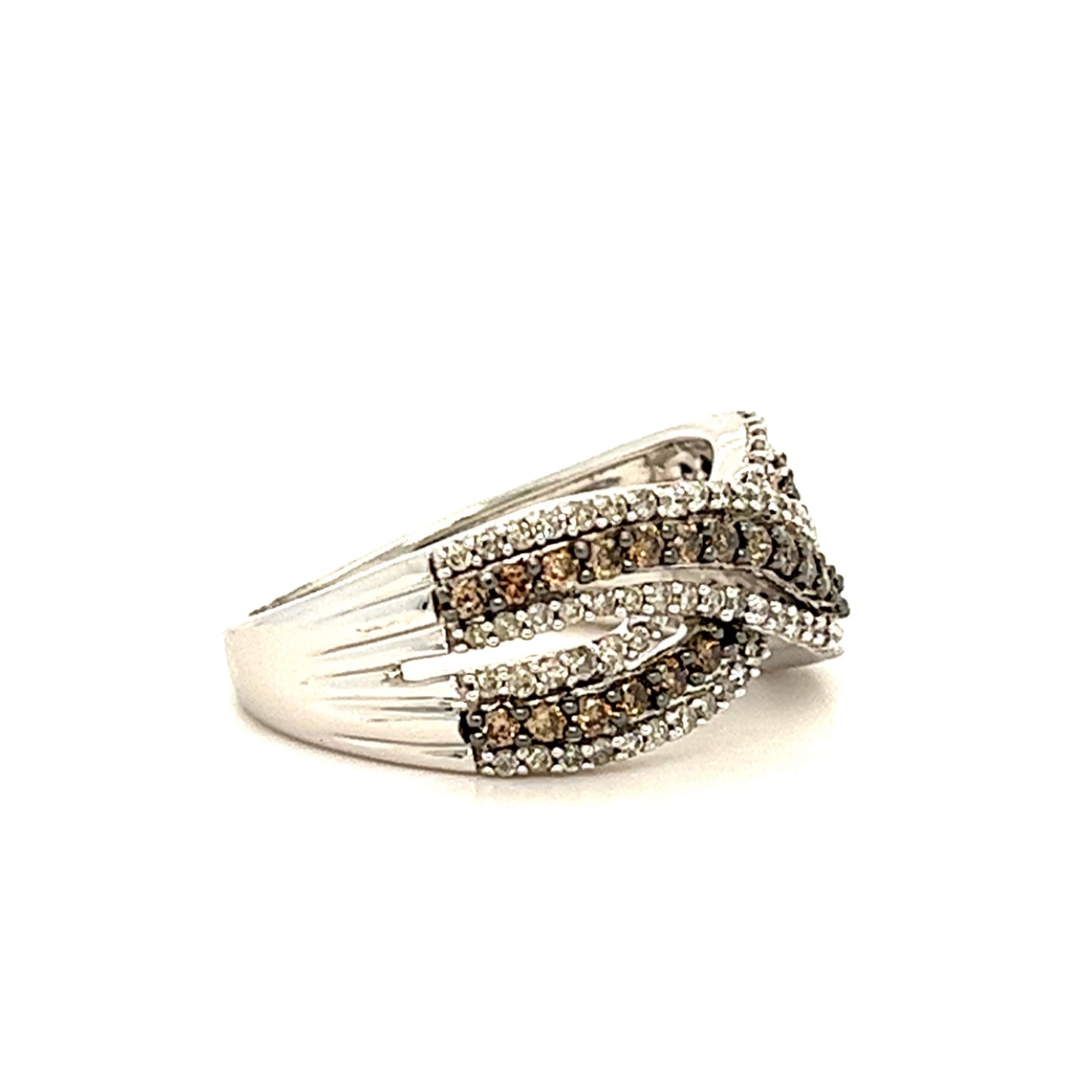 10KT WHITE GOLD FANCY DIAMOND CRISSCROSS BAND