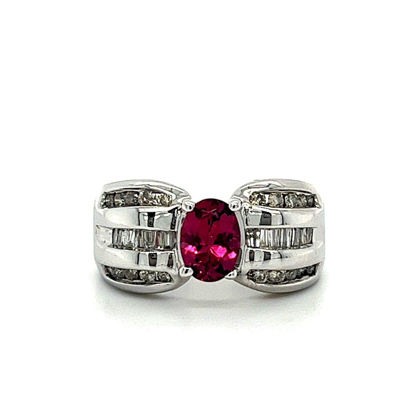 14KT WHITE GOLD PINK TOPAZ FANCY LADIES RING