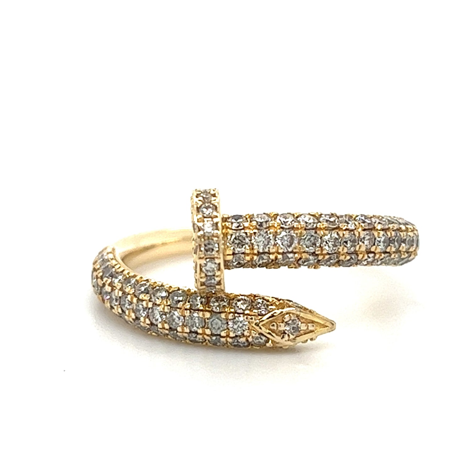 14KT YELLOW GOLD DIAMOND NAIL LADIES RING