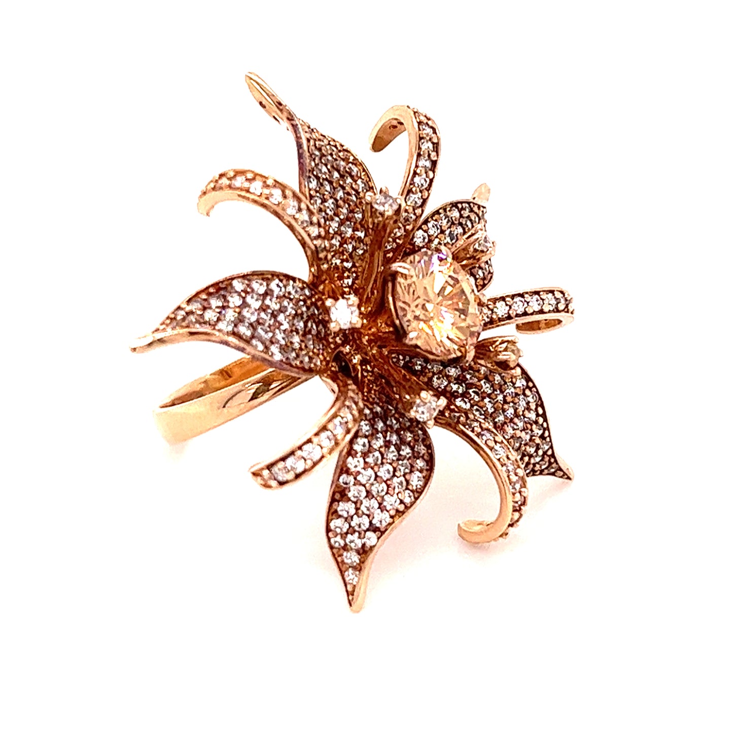 14KT ROSE GOLD FASHION FLOWER LADIES RING