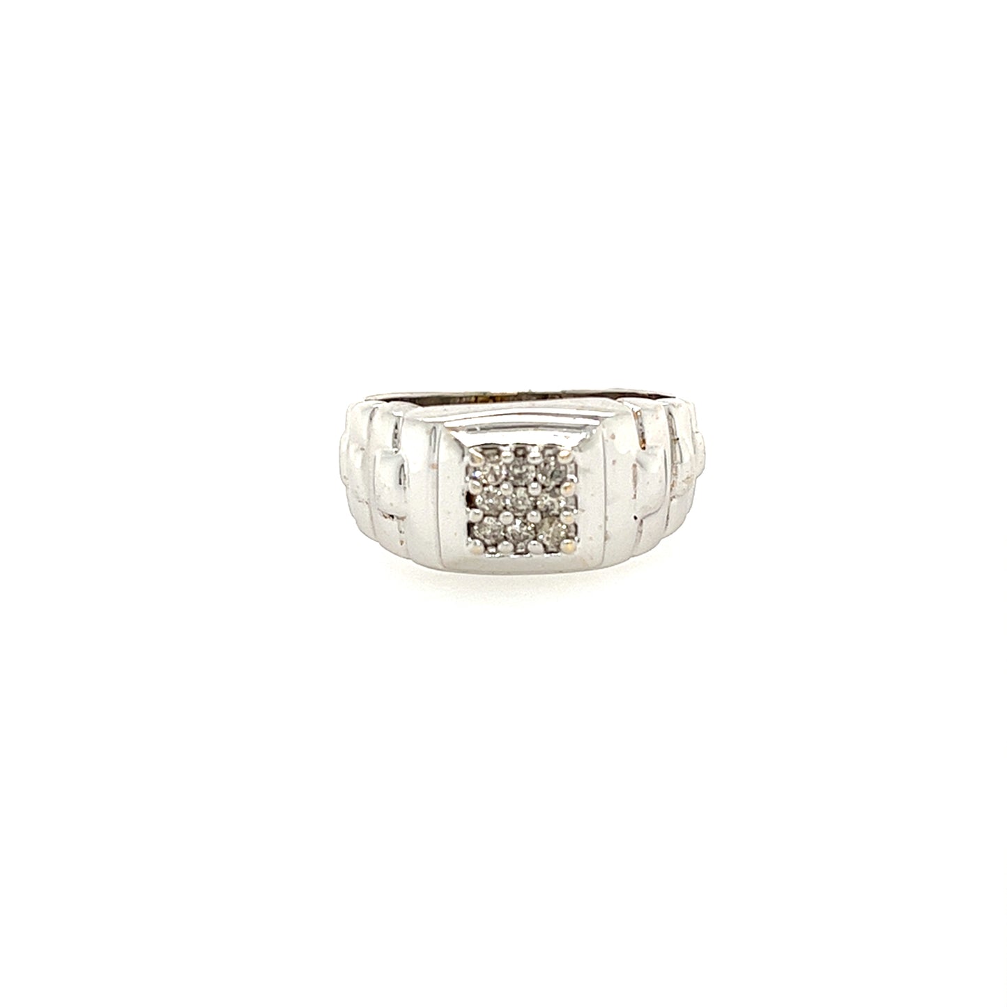 10KT WHITE GOLD FANCY MENS DIAMOND WEDDING BAND