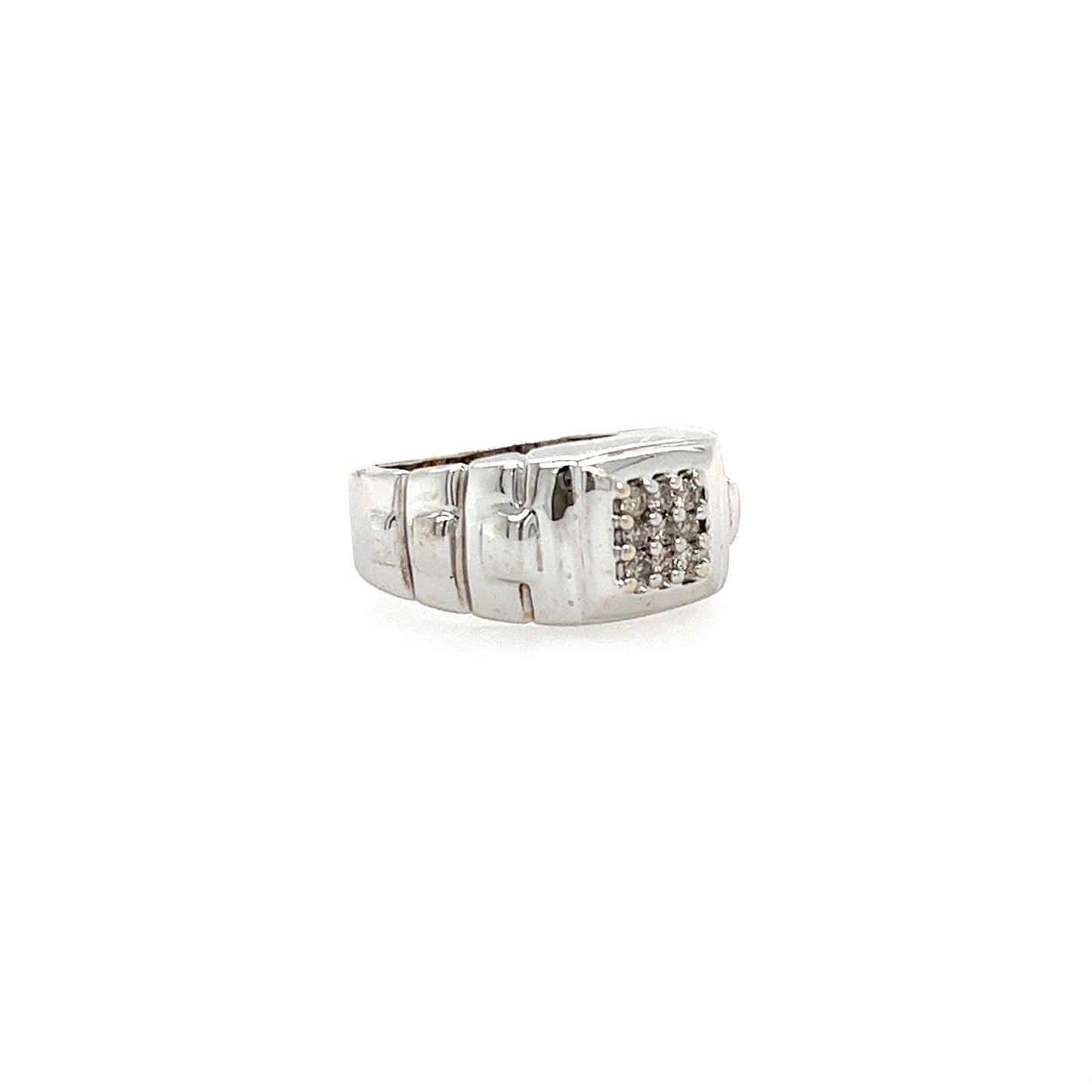 10KT WHITE GOLD FANCY MENS DIAMOND WEDDING BAND