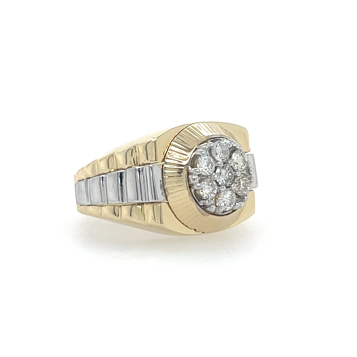 10KT TWO TONE GOLD FANCY MENS DIAMOND WEDDING BAND