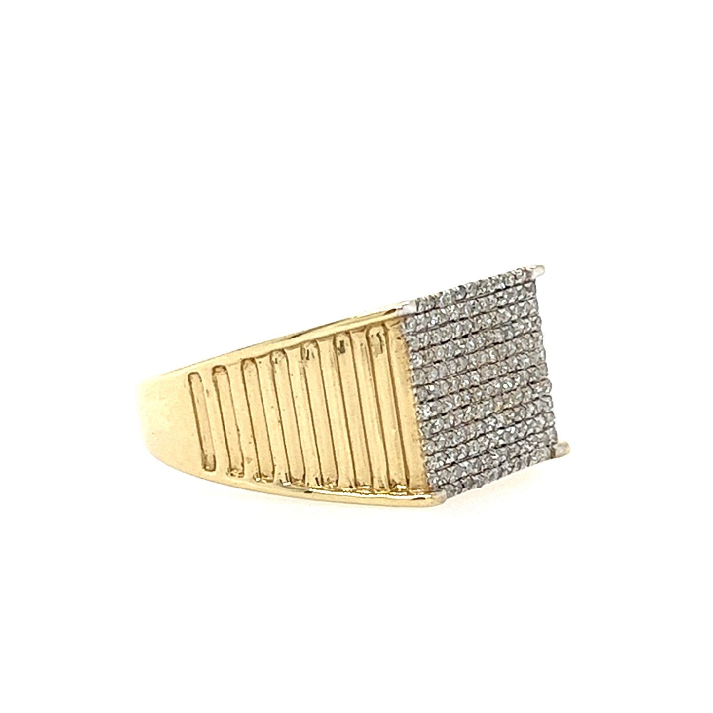 10KT YELLOW GOLD FANCY MENS DIAMOND WEDDING BAND