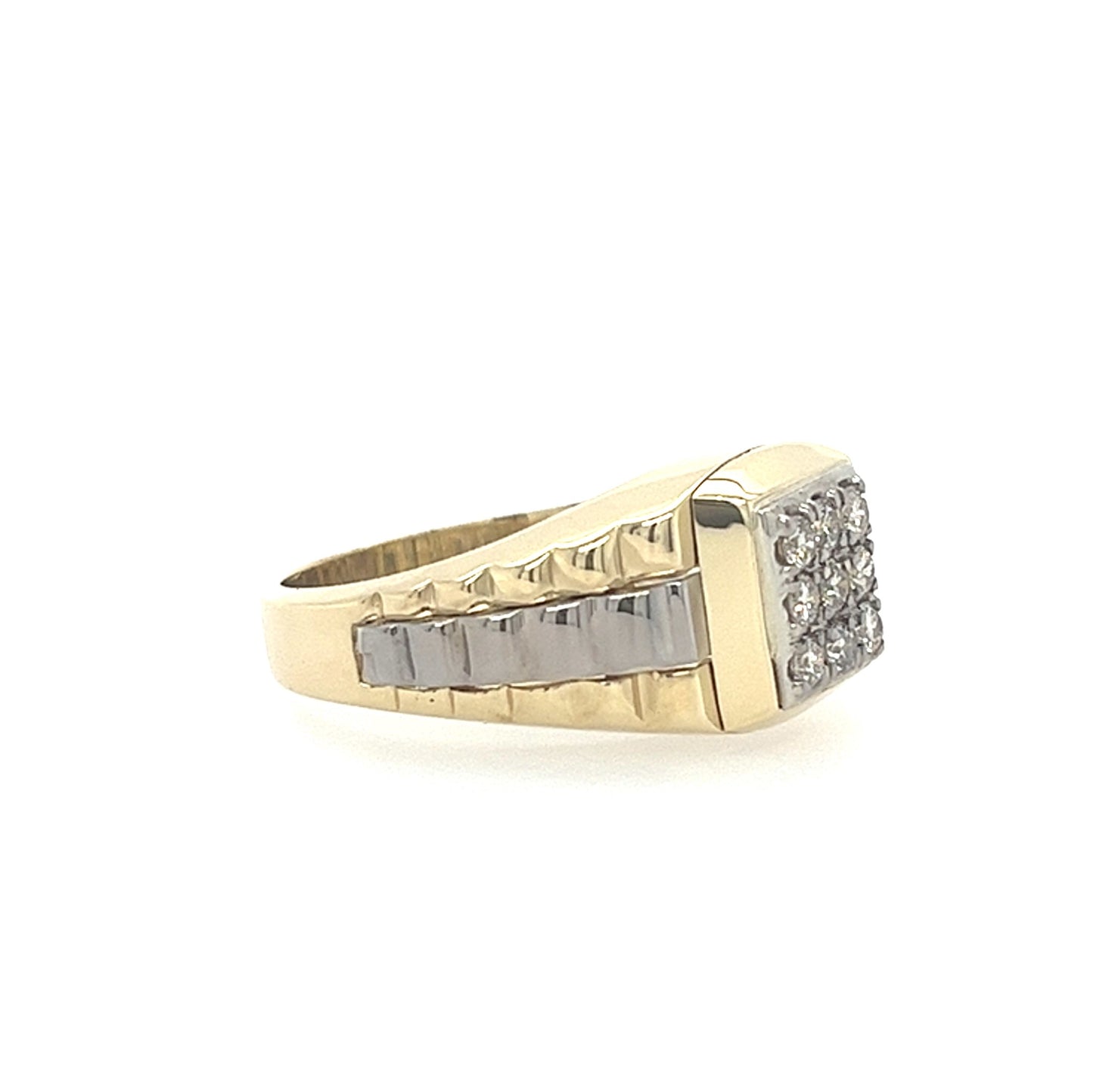10KT TWO TONE GOLD FANCY MEN'S DIAMOND RING CUSTOM