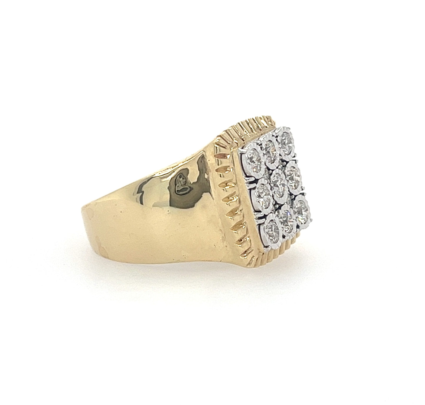 10KT YELLOW GOLD FANCY MENS DIAMOND RING CUSTOMMADE